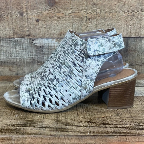 Remonte Sandals Women Size 41 US 10 10.5 Cream Green Leather Perforated Metallic - Picture 6 of 16